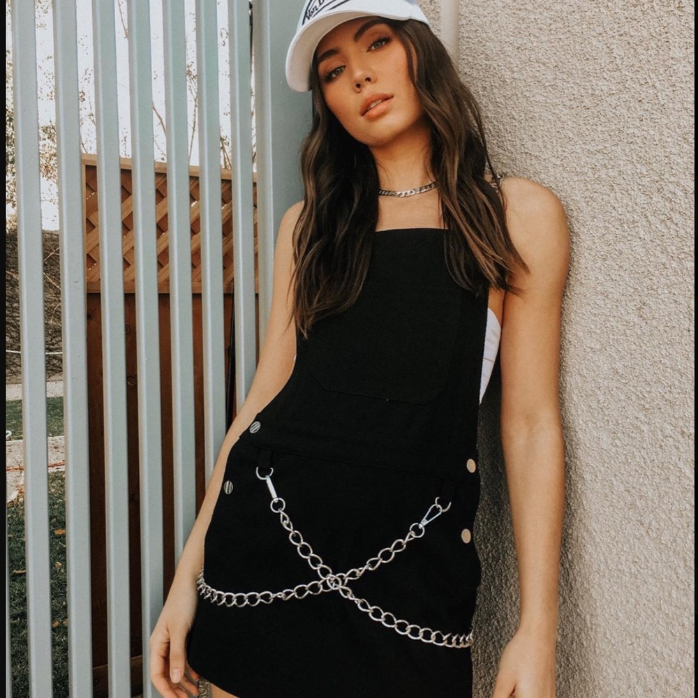 Carmar LF Black Chain overall skirt dress Small